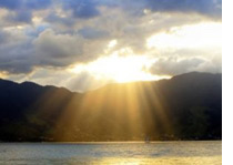 Clouds with sunlight breaking through